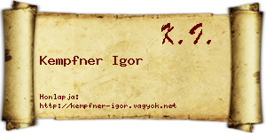 Kempfner Igor névjegykártya